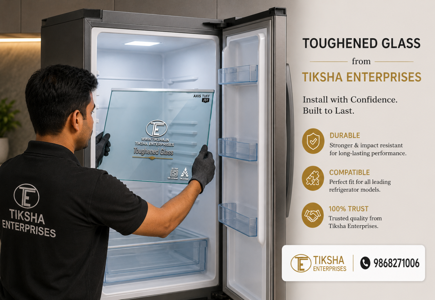 TIksha Enterprises kelvinator  165 (470-465)306mm with white beading compatible for kelvinator single door /direct cool refrigrator